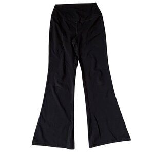 High-Waisted Black Flared Leggings Crossover Waistband Yoga Pants Women's Size L